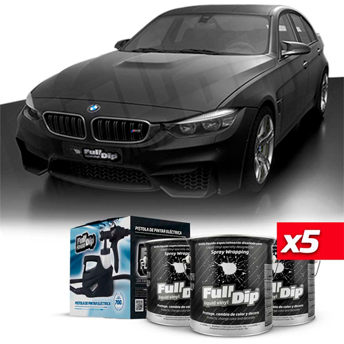 Full Dip 5 x Noir Mat Pot 4 Litres + Pistolet FD650