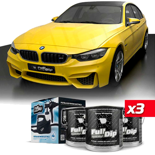 Full Dip 3 x Amarillo Metalizado 4 Litros + Pistola FD650